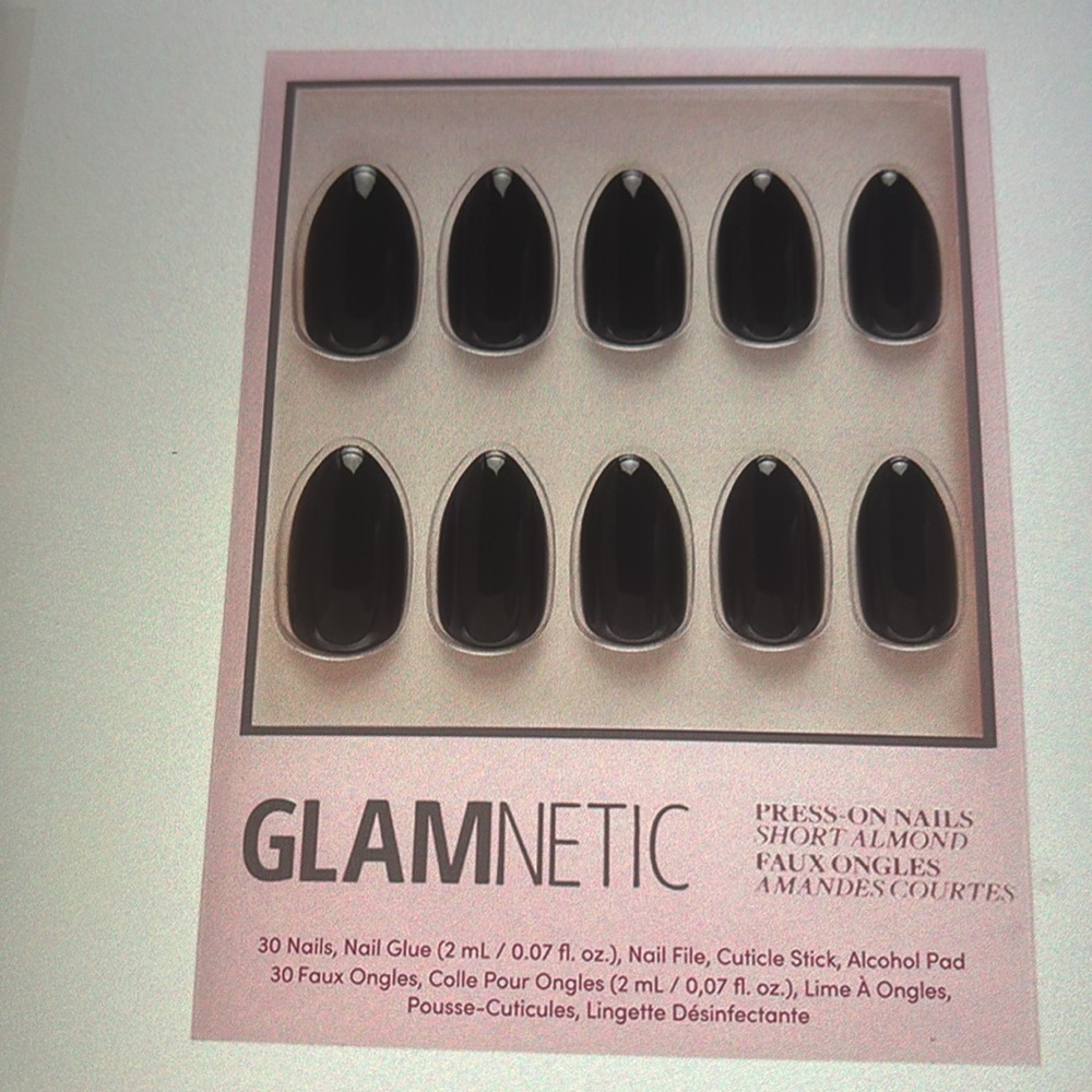 Glamnetic Black BOBA short Almond Press-On Nails NIB 💫 - Picture 6 of 8